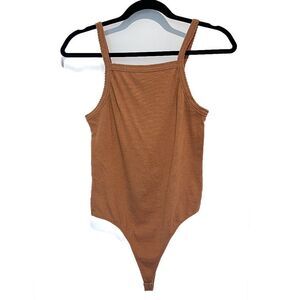 BP Ribbed Tan Tank Bodysuit M